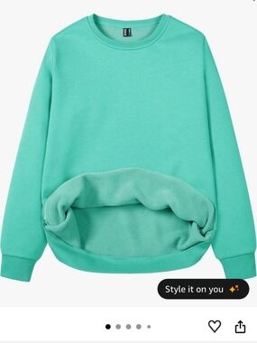 MAGCOMSEN Fleece Lined Sweatshirt Women's XXL Mint Green Crewneck Pullover